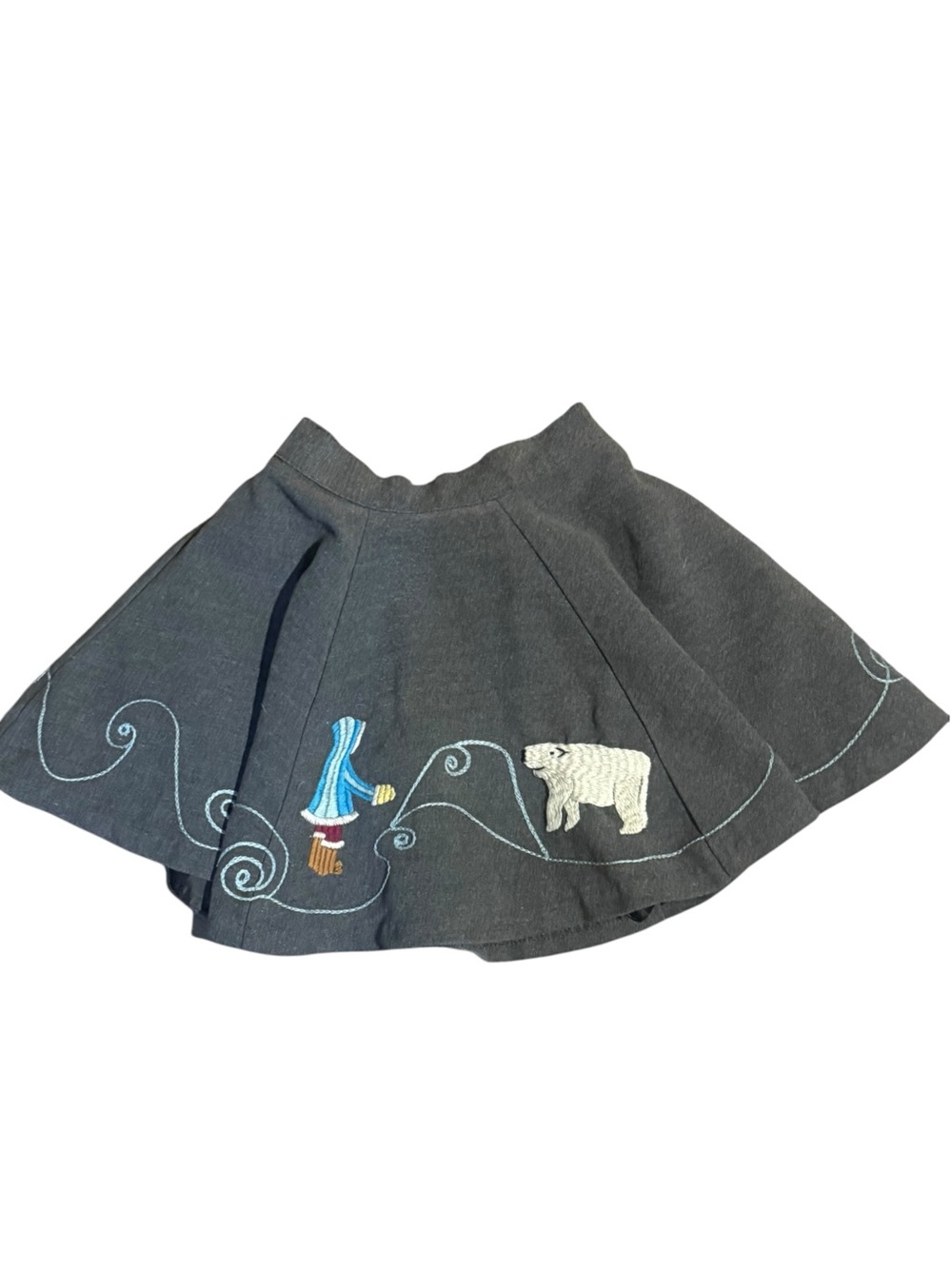 Vintage 1999 Baby Gap Embroidered Polar Bear Circle Skirt 18-24M Gray